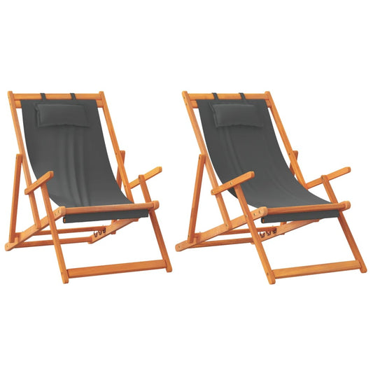 Folding Beach Chairs 2 Pcs Fabric