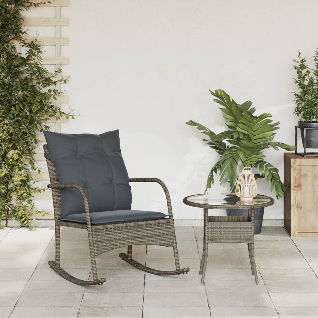 Garden Rocking Chair With Cushions Poly Rattan