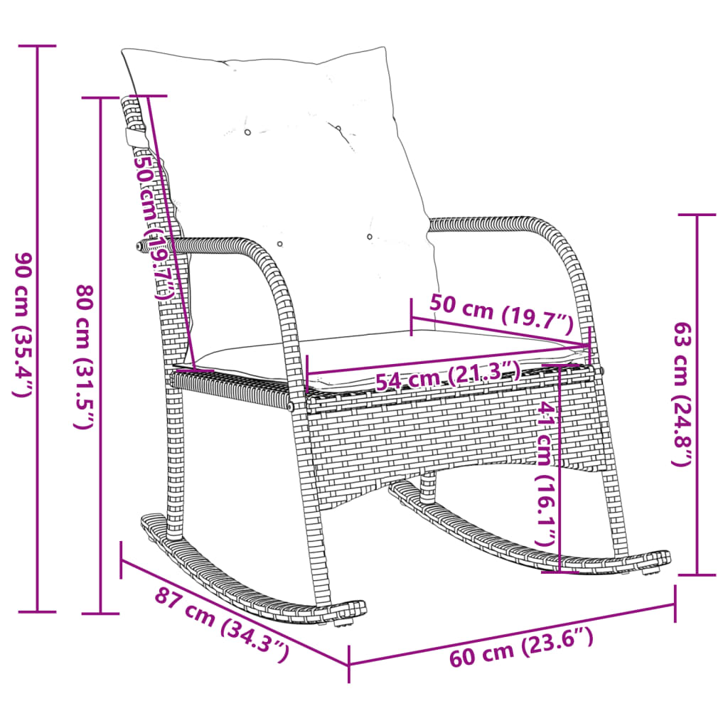 Garden Rocking Chair With Cushions Poly Rattan