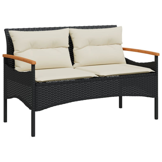 Garden Bench With Cushions 116X62.5X74 Cm Poly Rattan