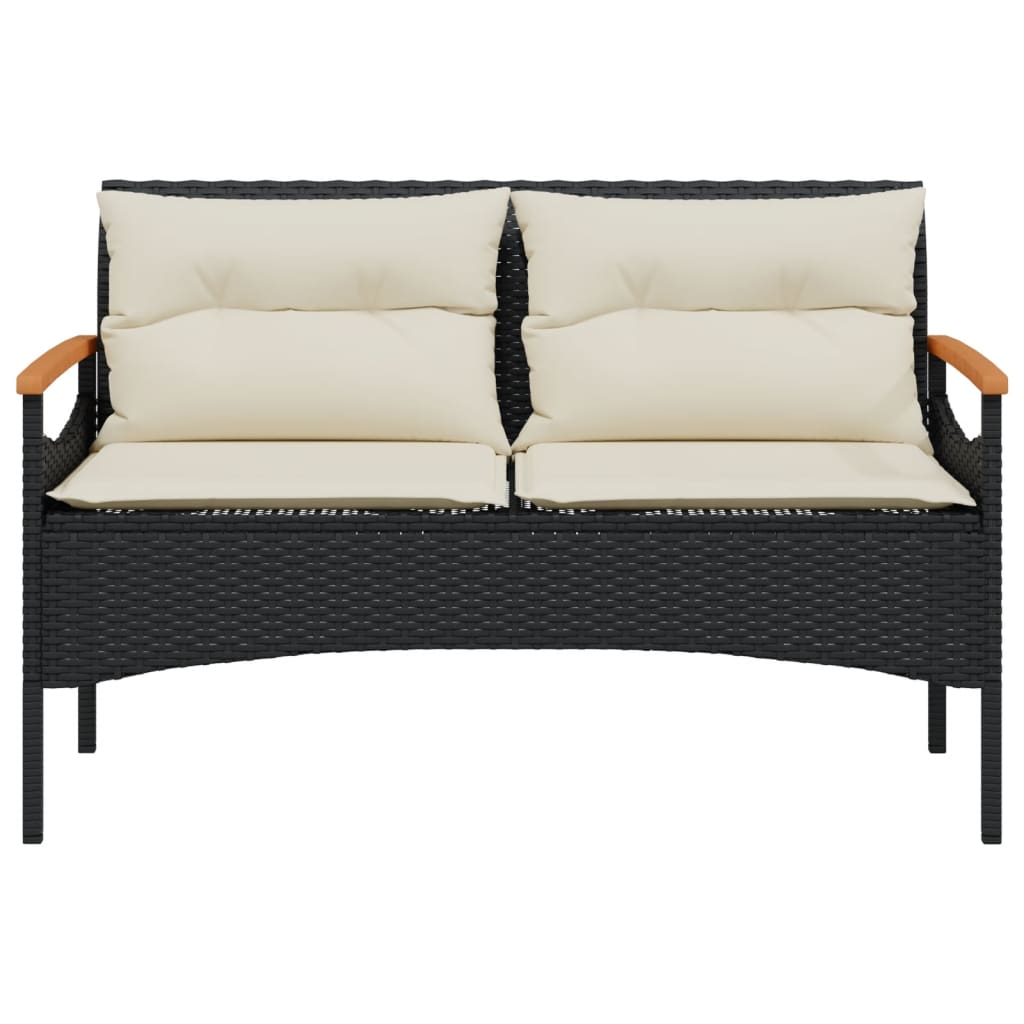 Garden Bench With Cushions 116X62.5X74 Cm Poly Rattan