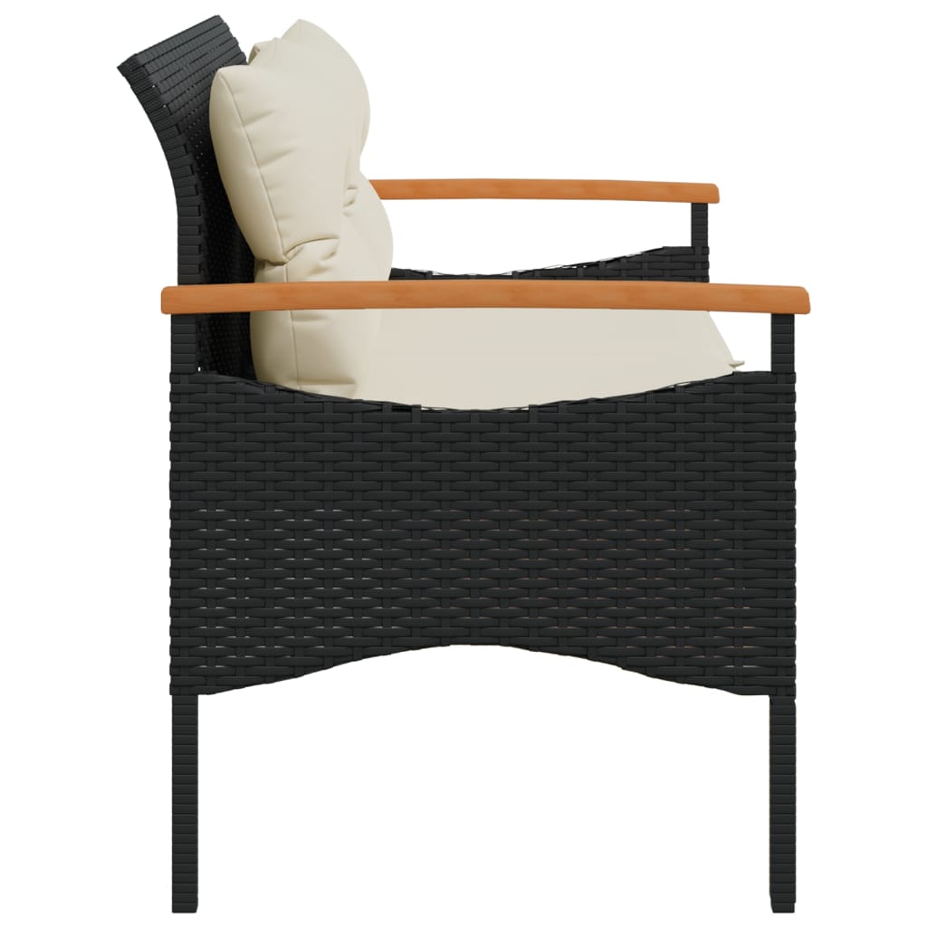 Garden Bench With Cushions 116X62.5X74 Cm Poly Rattan