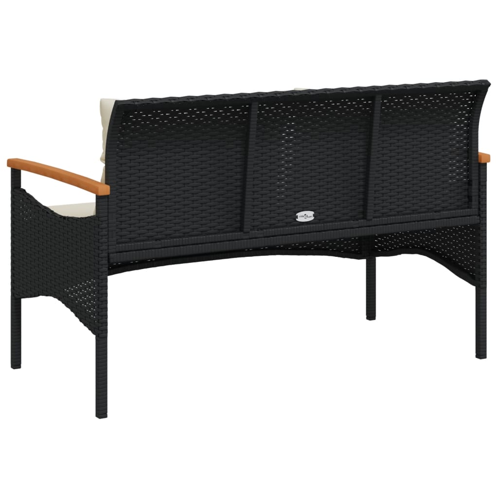 Garden Bench With Cushions 116X62.5X74 Cm Poly Rattan