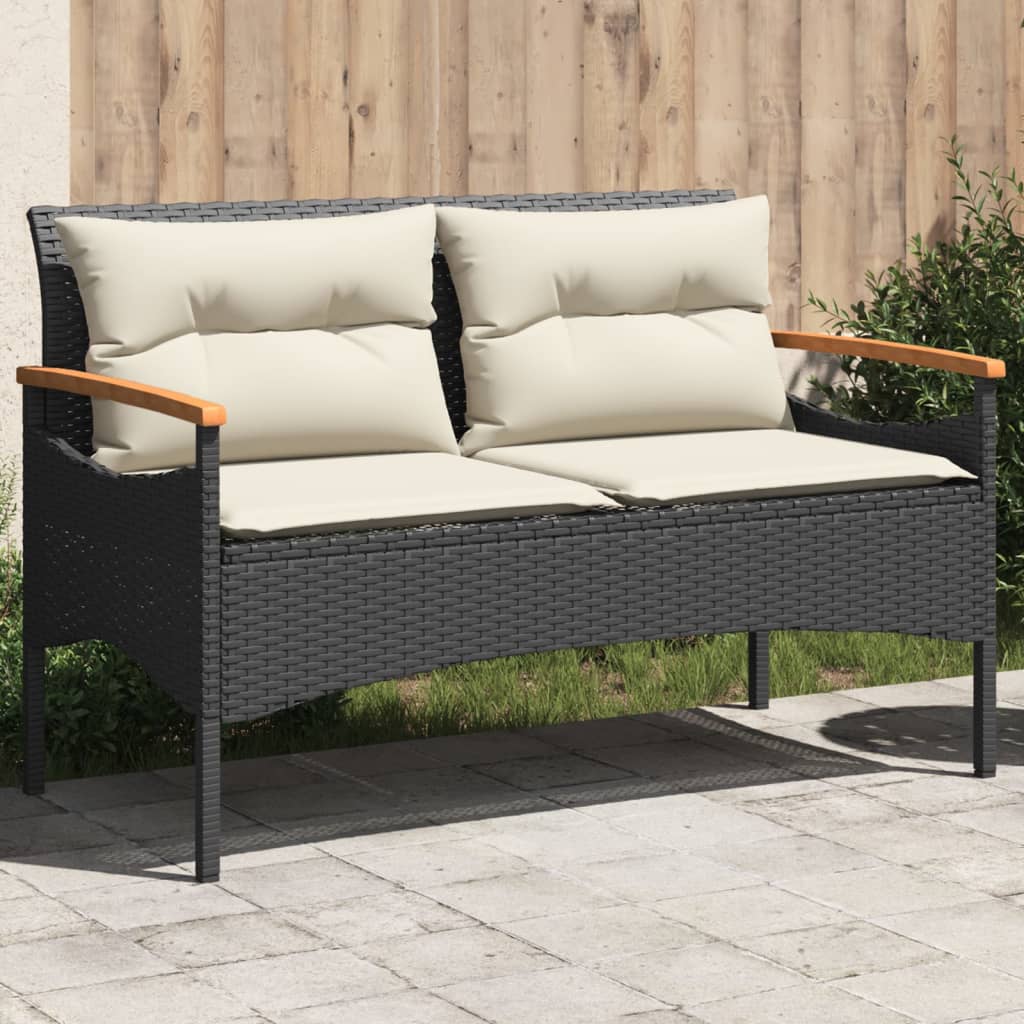Garden Bench With Cushions 116X62.5X74 Cm Poly Rattan