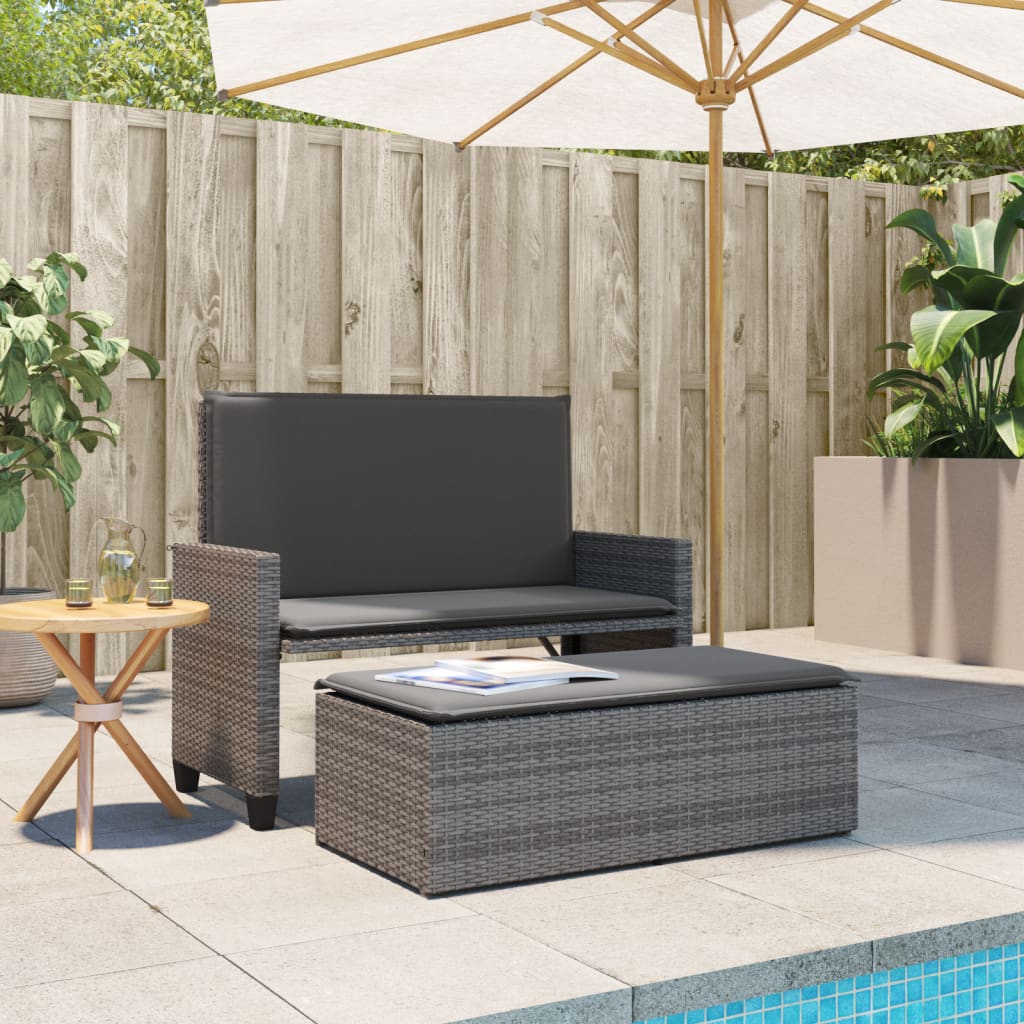 Garden Bench With Cushions And Footstool Poly Rattan