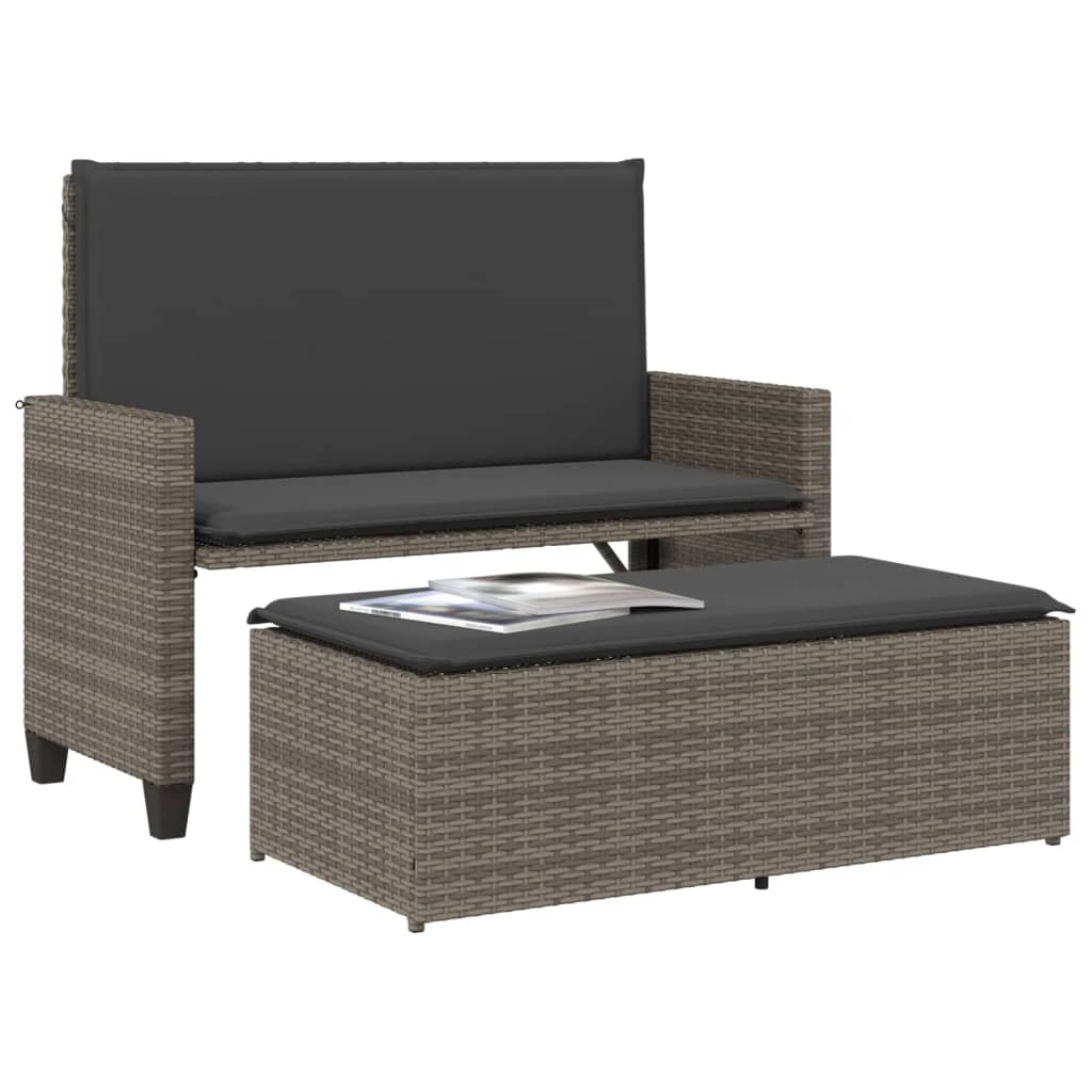 Garden Bench With Cushions And Footstool Poly Rattan