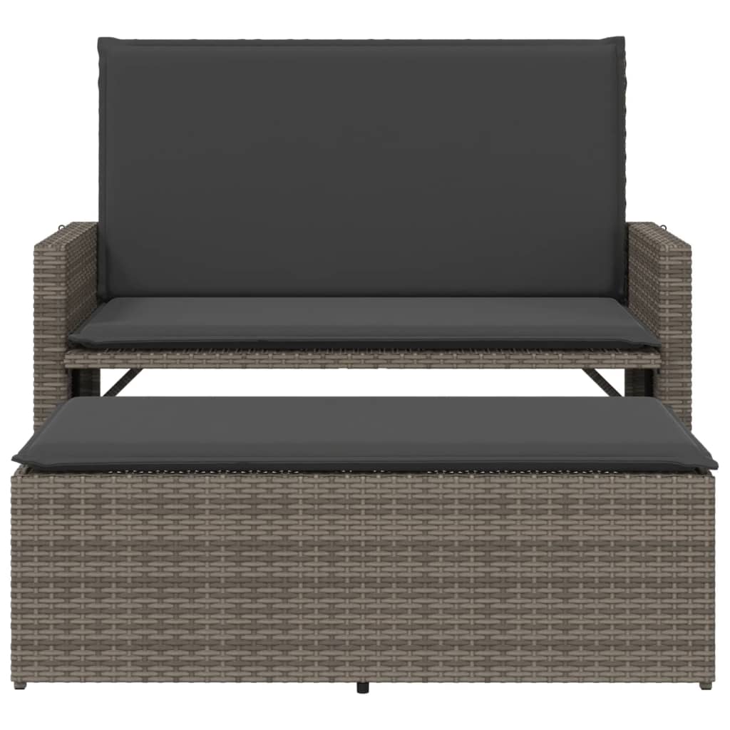 Garden Bench With Cushions And Footstool Poly Rattan