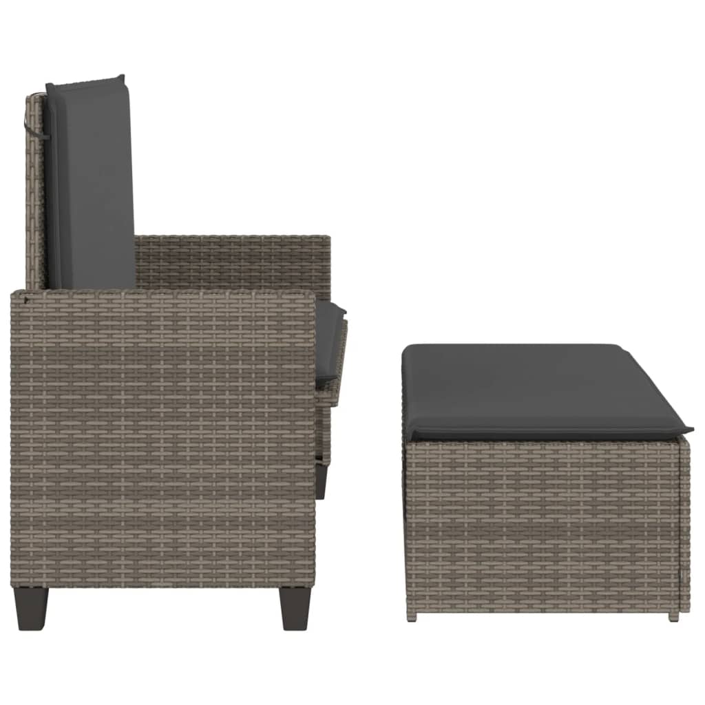 Garden Bench With Cushions And Footstool Poly Rattan