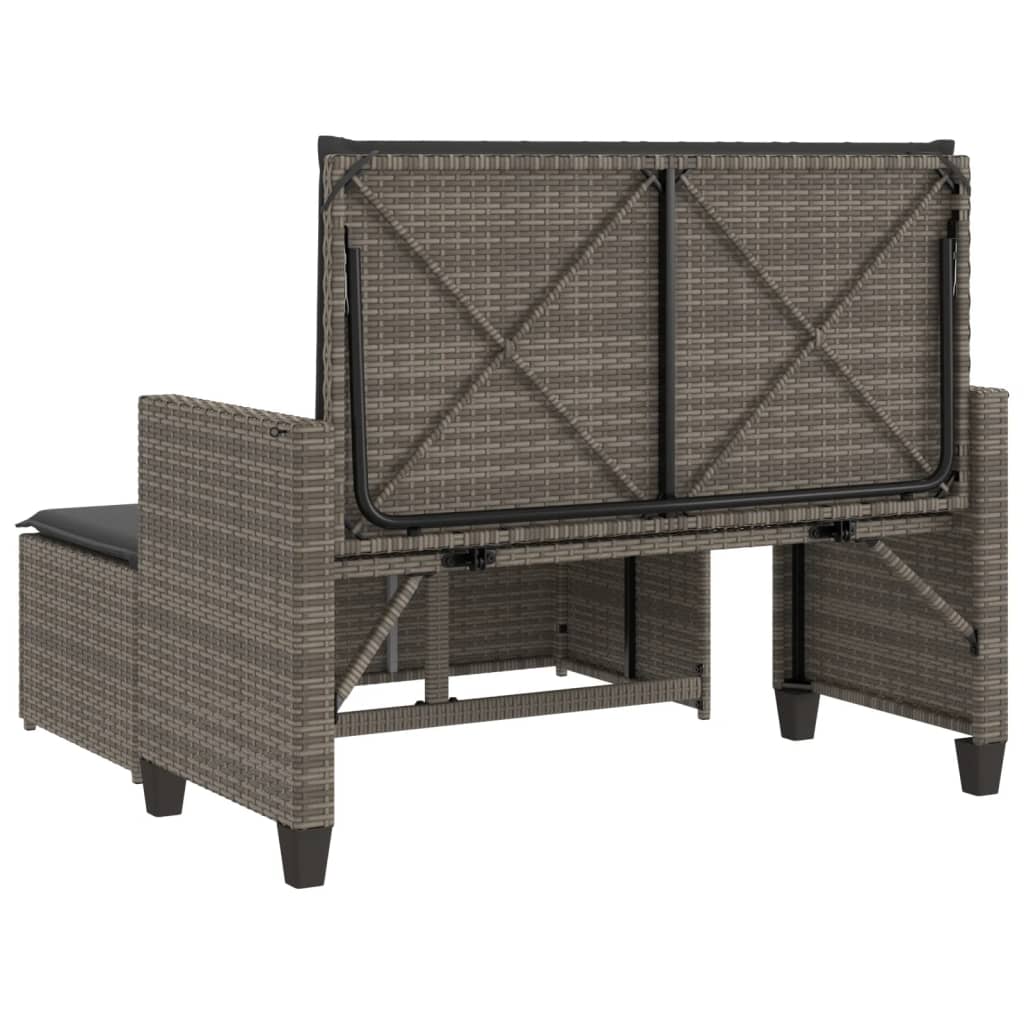 Garden Bench With Cushions And Footstool Poly Rattan