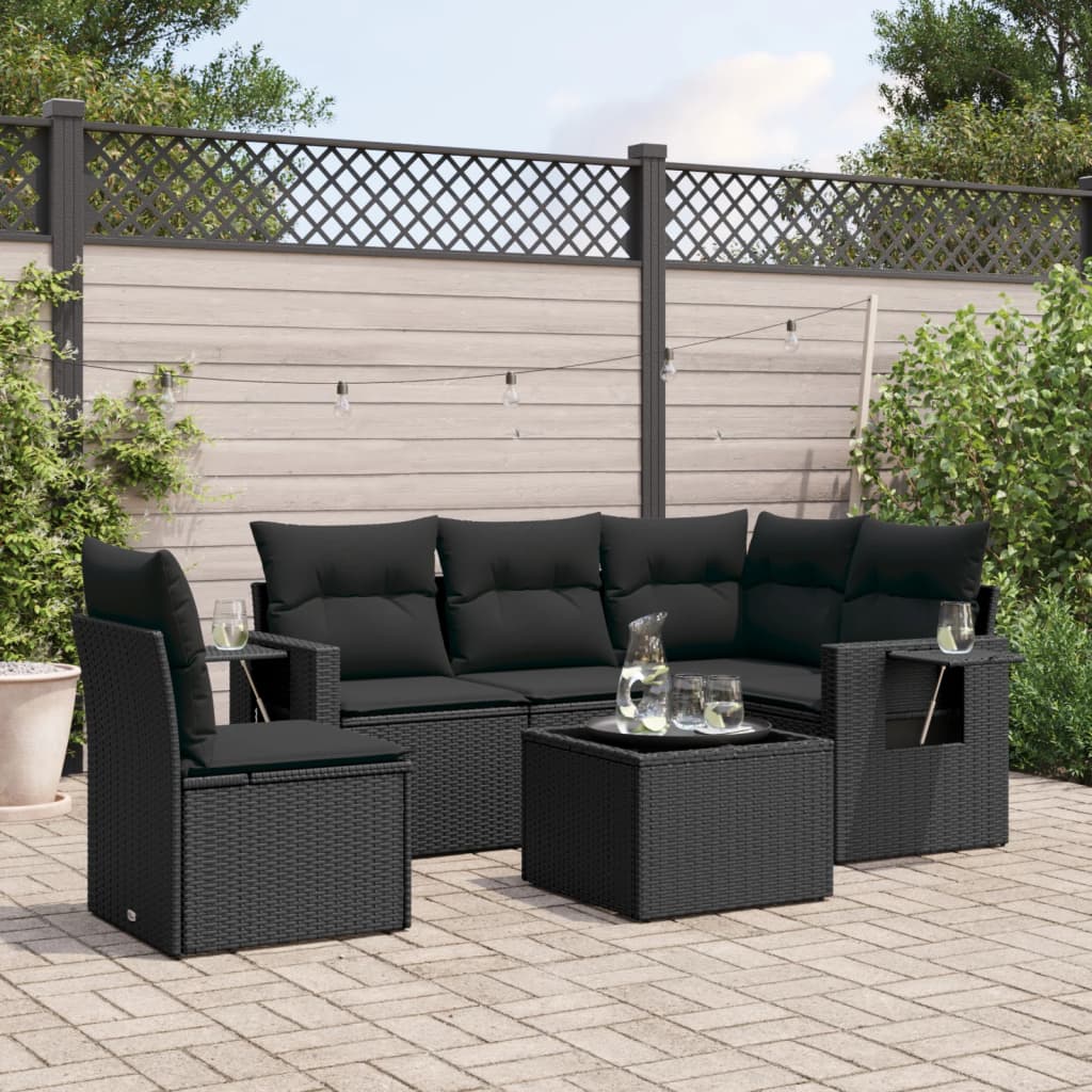 6 Piece Garden Sofa Set With Cushions Poly Rattan