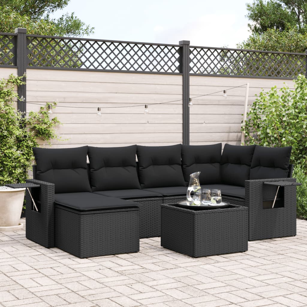 6 Piece Garden Sofa Set With Cushions Poly Rattan