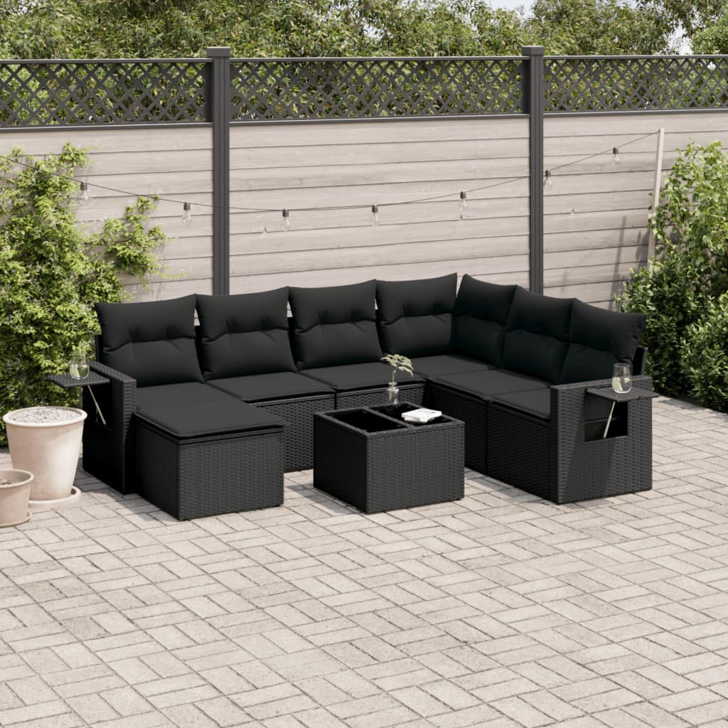 7 Piece Garden Sofa Set With Cushions Poly Rattan