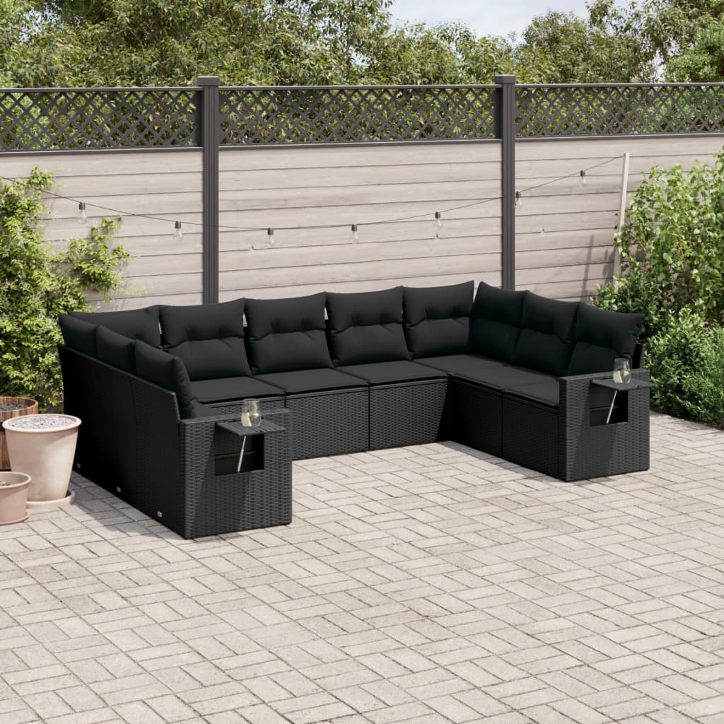 10 Piece Garden Sofa Set With Cushions Poly Rattan