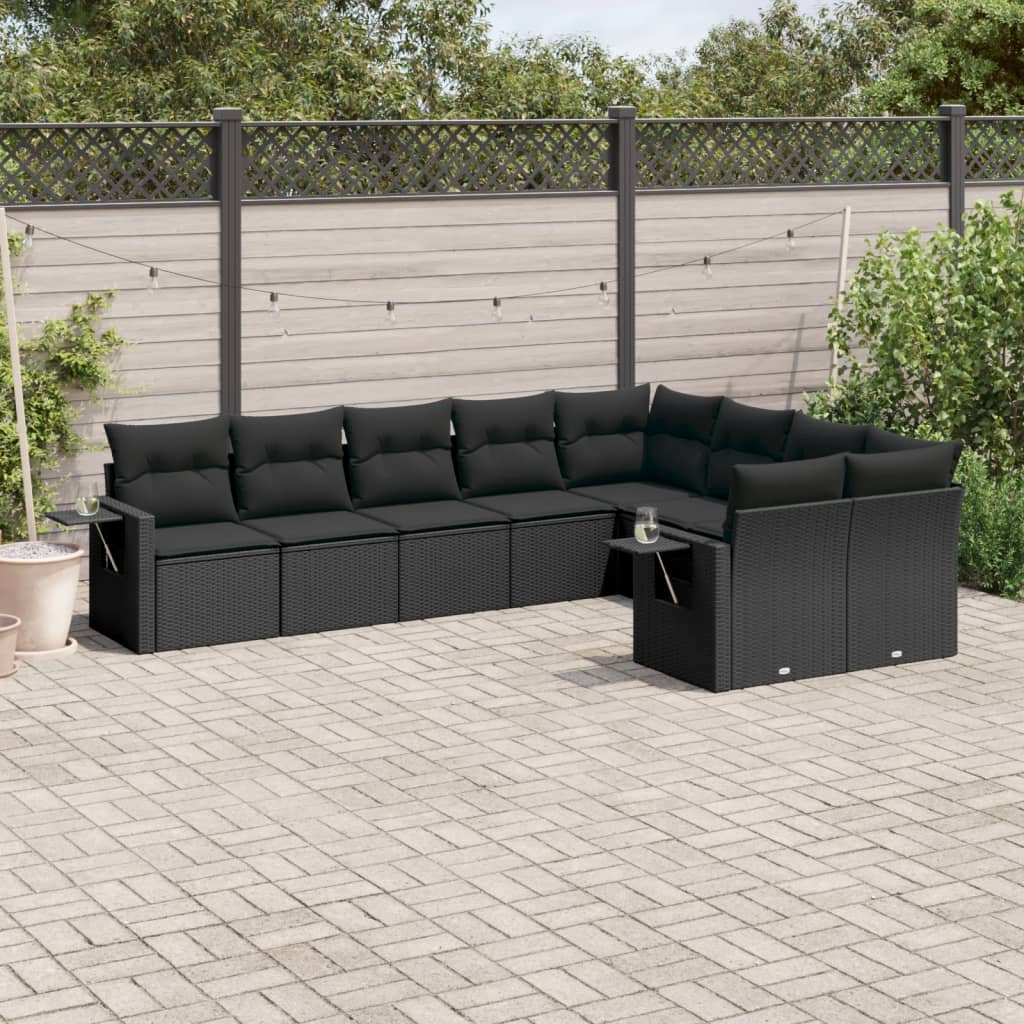 9 Piece Garden Sofa Set With Cushions Poly Rattan