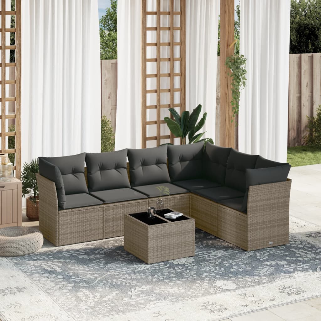 6 Piece Garden Sofa Set With Cushions Poly Rattan