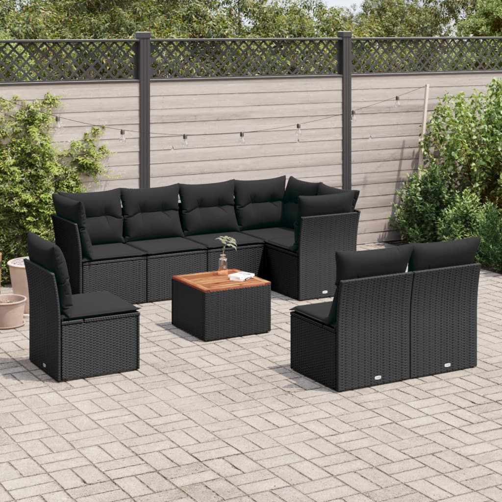 9 Piece Garden Sofa Set With Cushions Grey Poly Rattan