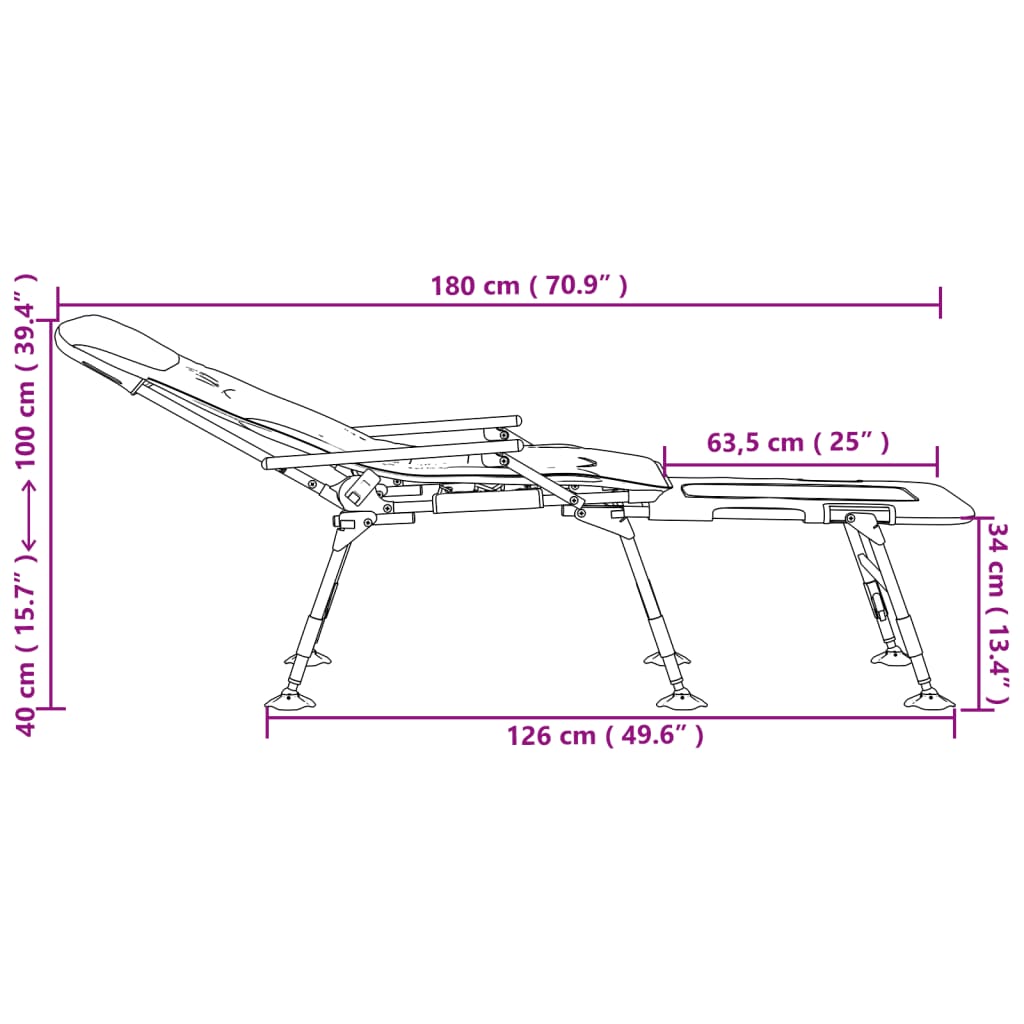 Fishing Bedchair With Adjustable Mud Legs Foldable