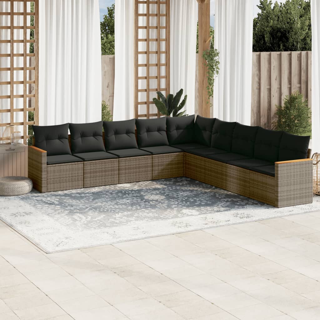 10 Piece Garden Sofa Set With Cushions Poly Rattan