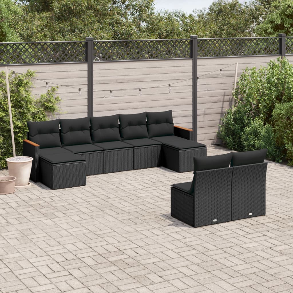 10 Piece Garden Sofa Set With Cushions Poly Rattan