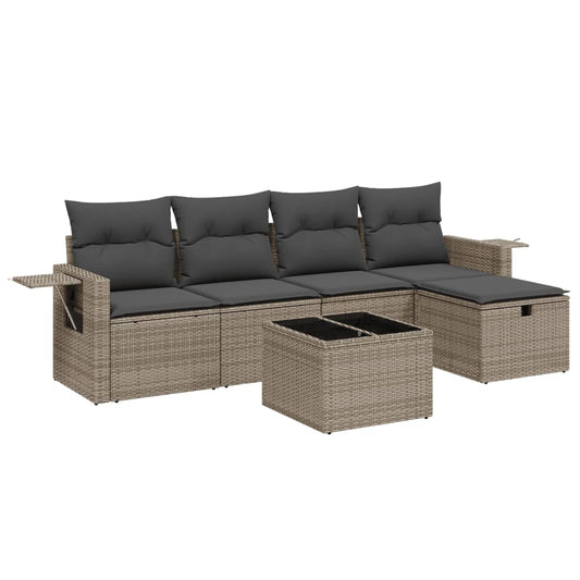 6 Piece Garden Sofa Set With Cushions Poly Rattan