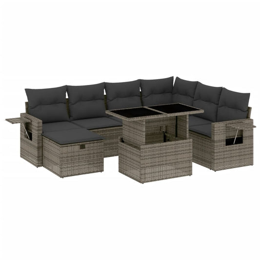 8 Piece Garden Sofa Set With Cushions Poly Rattan