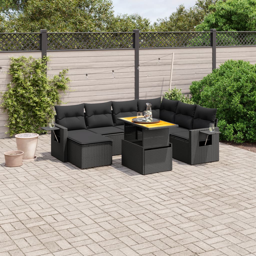 8 Piece Garden Sofa Set With Cushions Grey Poly Rattan