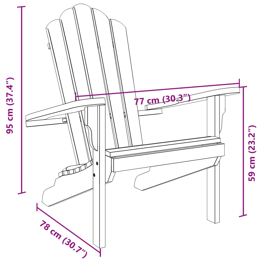 Garden Adirondack Chair 77X78X95 Cm Solid Wood Teak