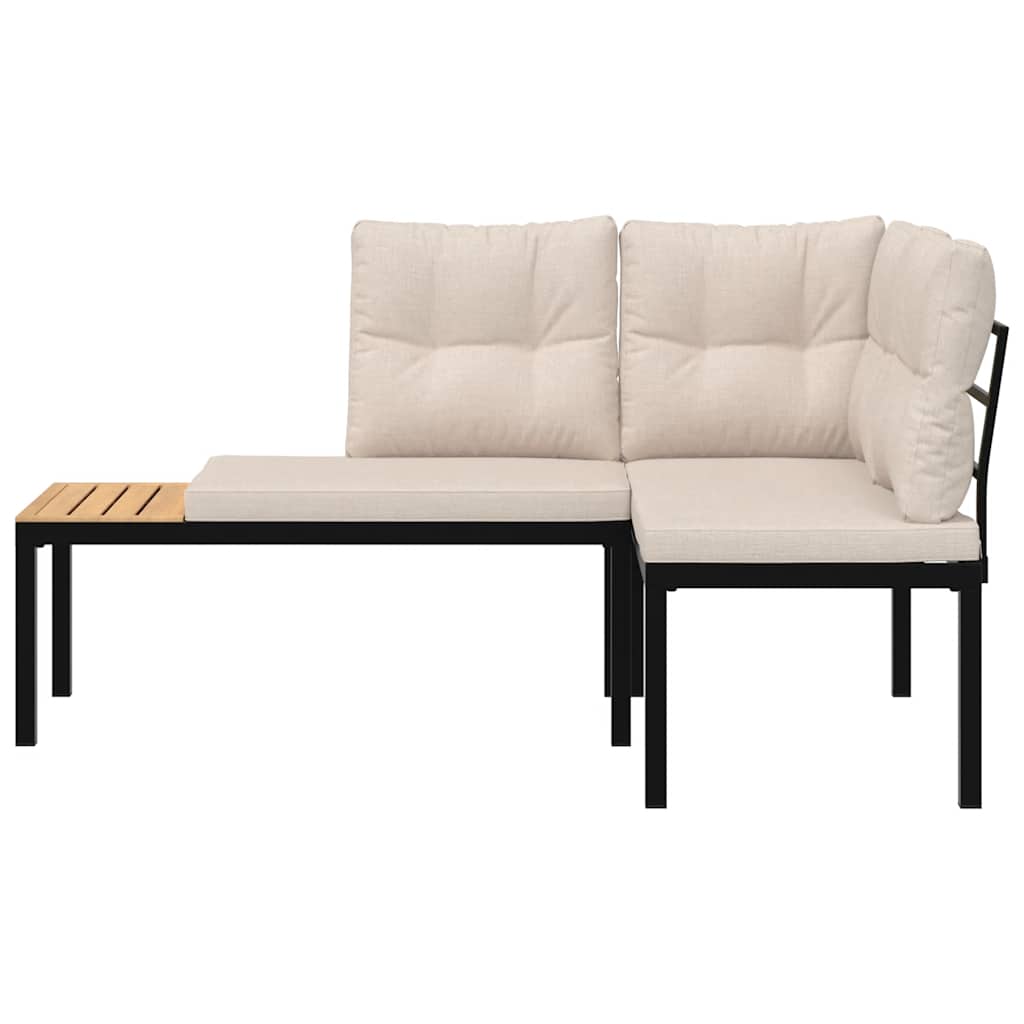 Garden Benches 2 Pcs With Cushions Black Powder-Coated Steel