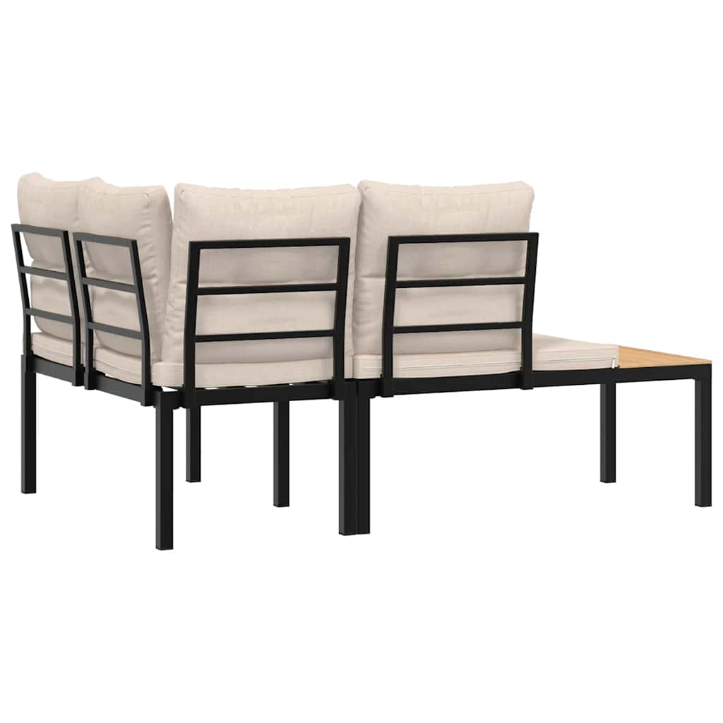 Garden Benches 2 Pcs With Cushions Black Powder-Coated Steel