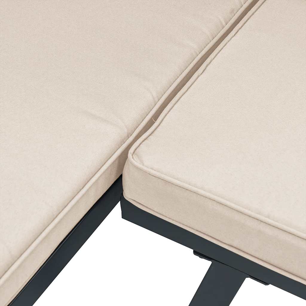 Garden Benches 2 Pcs With Cushions Black Powder-Coated Steel
