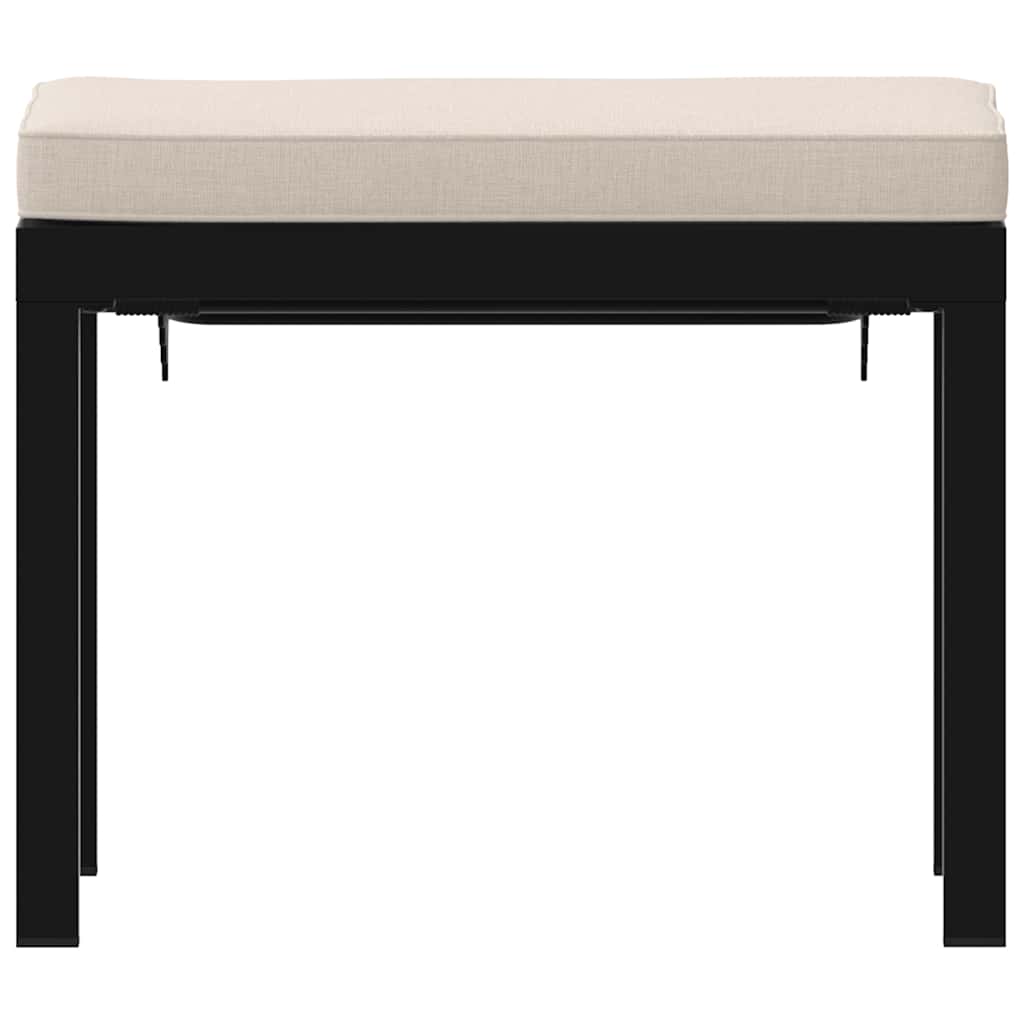 Garden Stool With Cushion Black Powder-Coated Steel