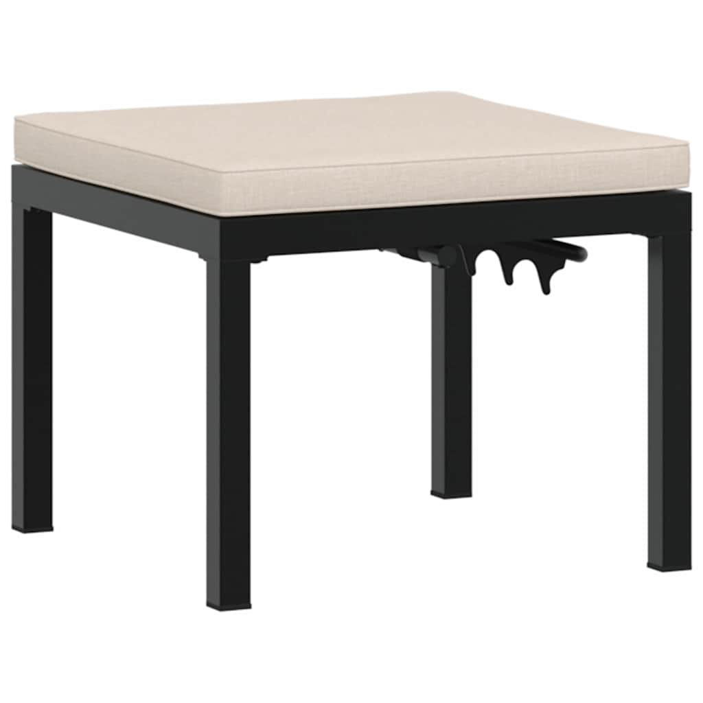 Garden Stool With Cushion Black Powder-Coated Steel