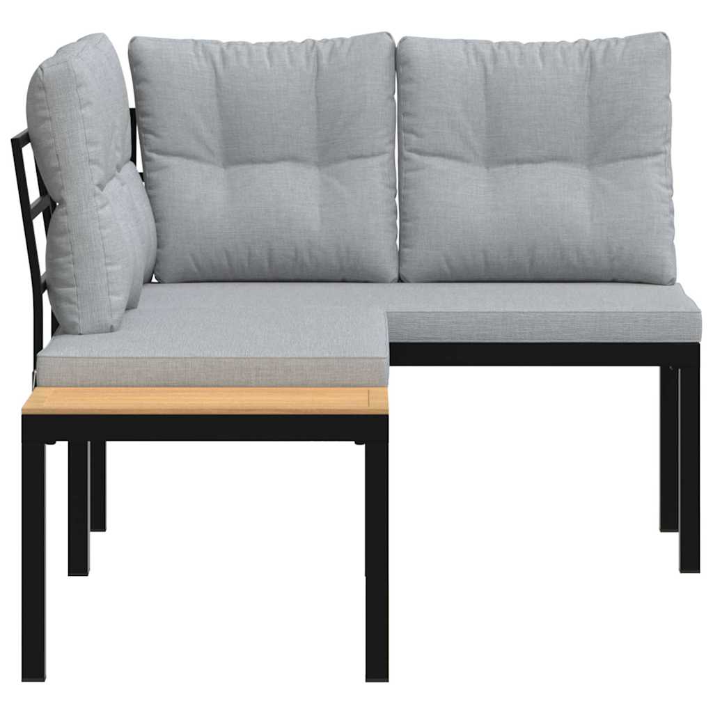 Garden Benches 2 Pcs With Cushions Black Powder-Coated Steel