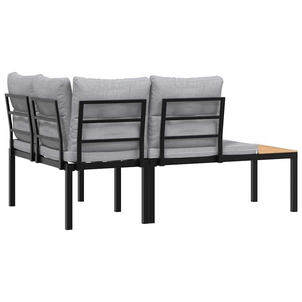 Garden Benches 2 Pcs With Cushions Black Powder-Coated Steel