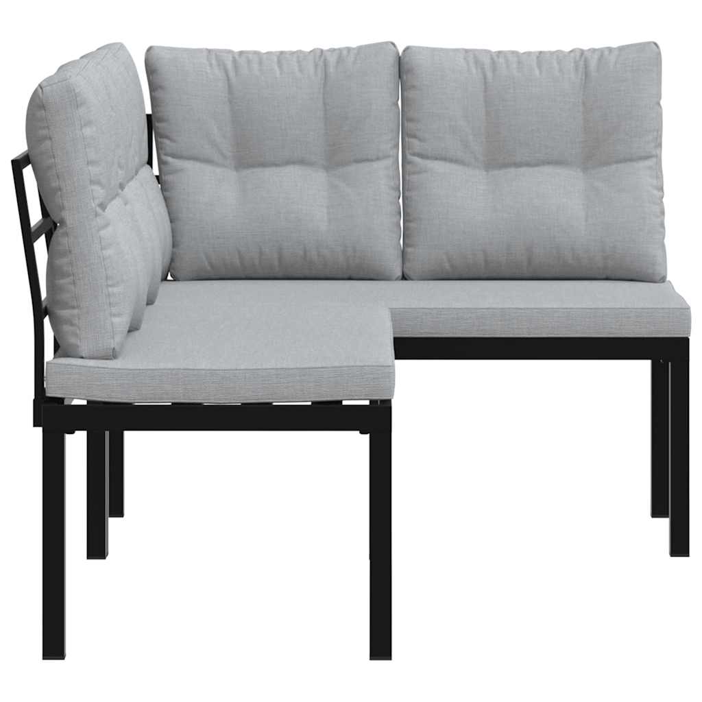 Garden Benches 2 Pcs With Cushions Black Powder-Coated Steel
