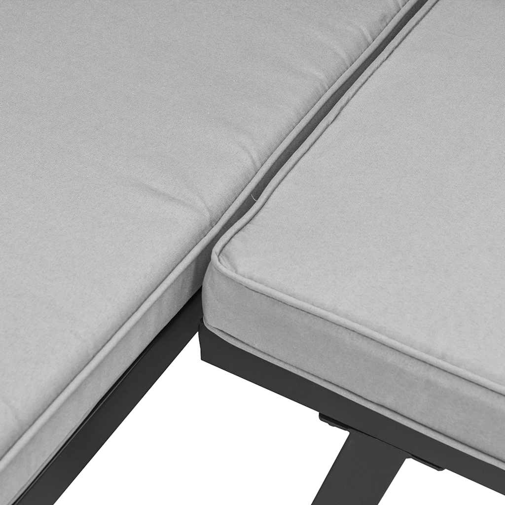 Garden Benches 2 Pcs With Cushions Black Powder-Coated Steel