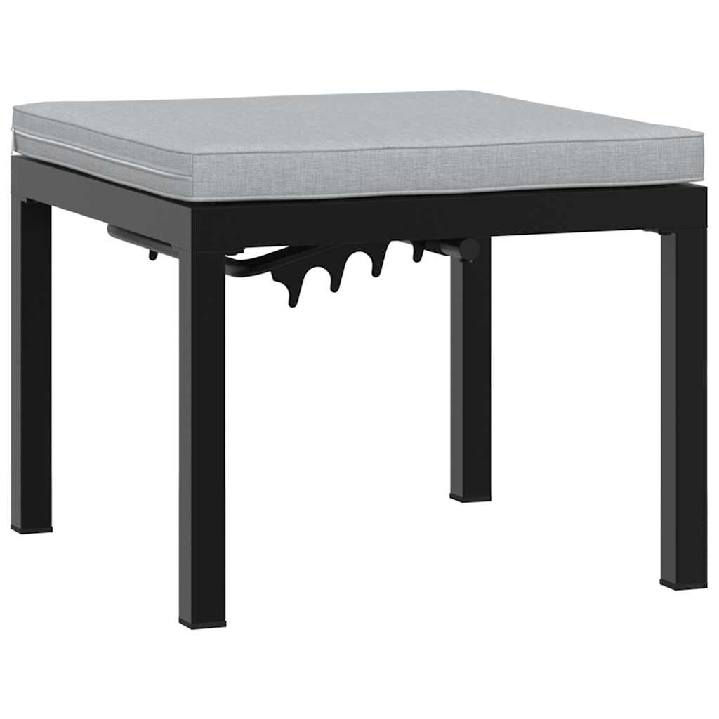 Garden Stool With Cushion Black Powder-Coated Steel