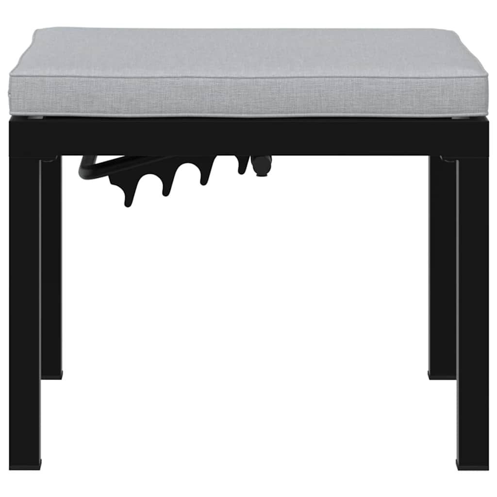Garden Stool With Cushion Black Powder-Coated Steel