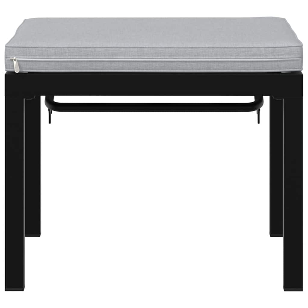 Garden Stool With Cushion Black Powder-Coated Steel
