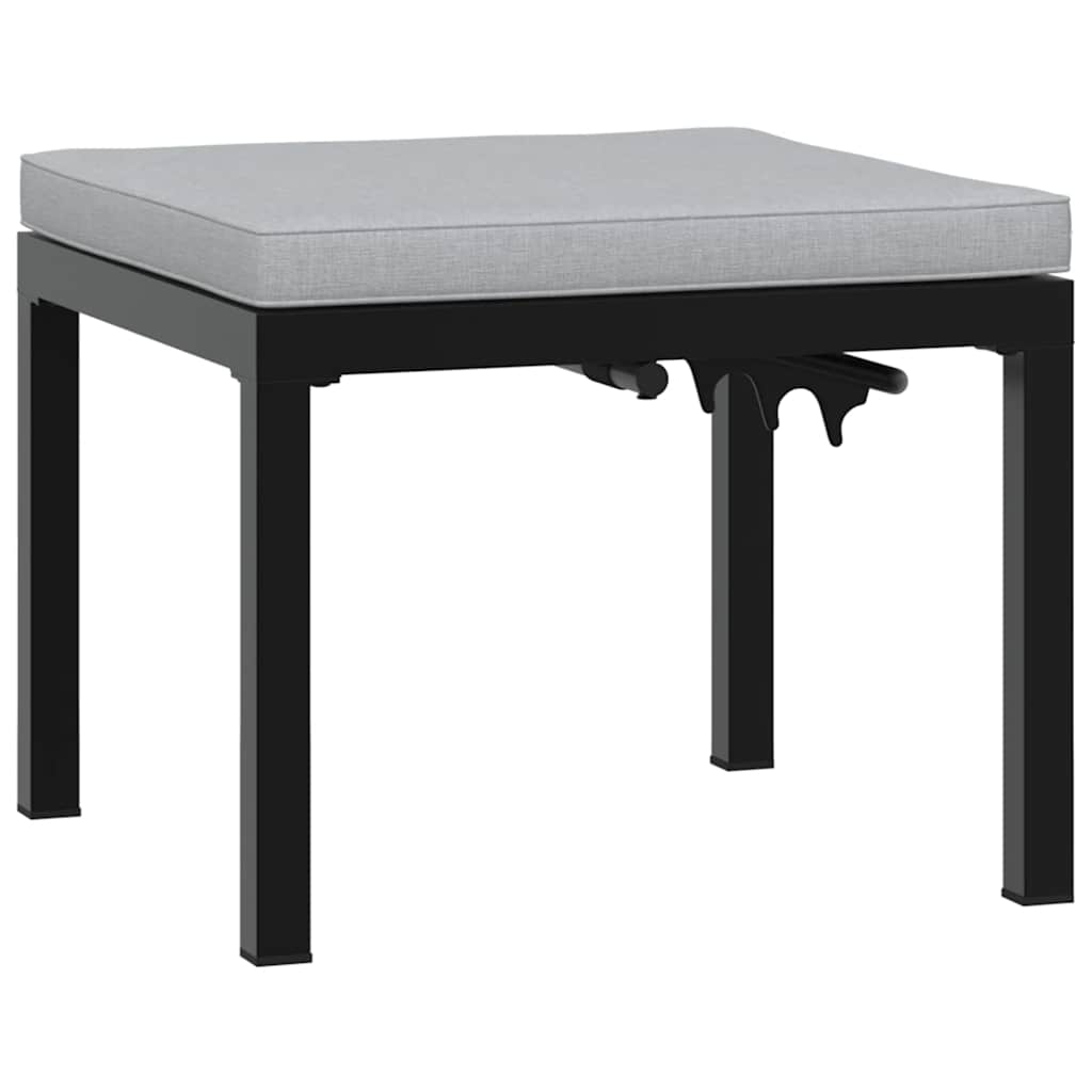 Garden Stool With Cushion Black Powder-Coated Steel