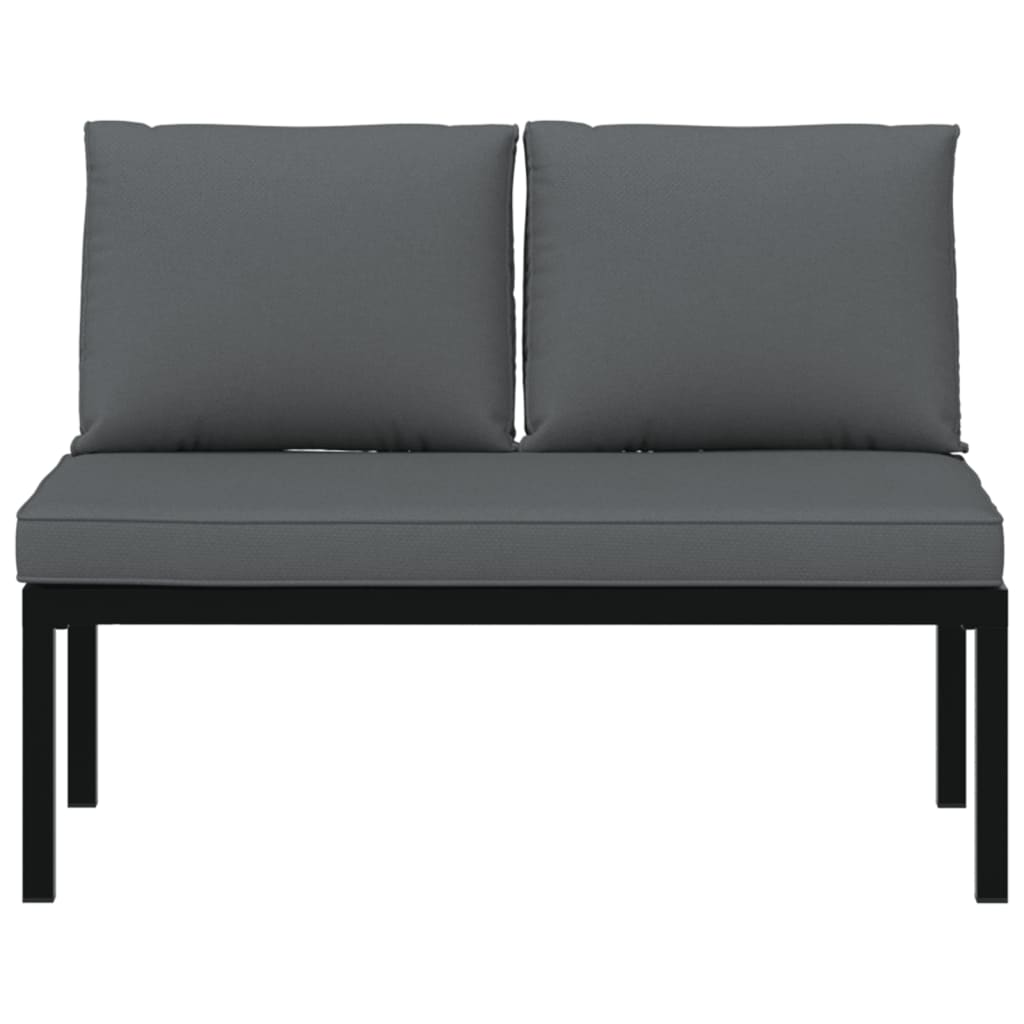 Garden Bench With Cushions Black Aluminium
