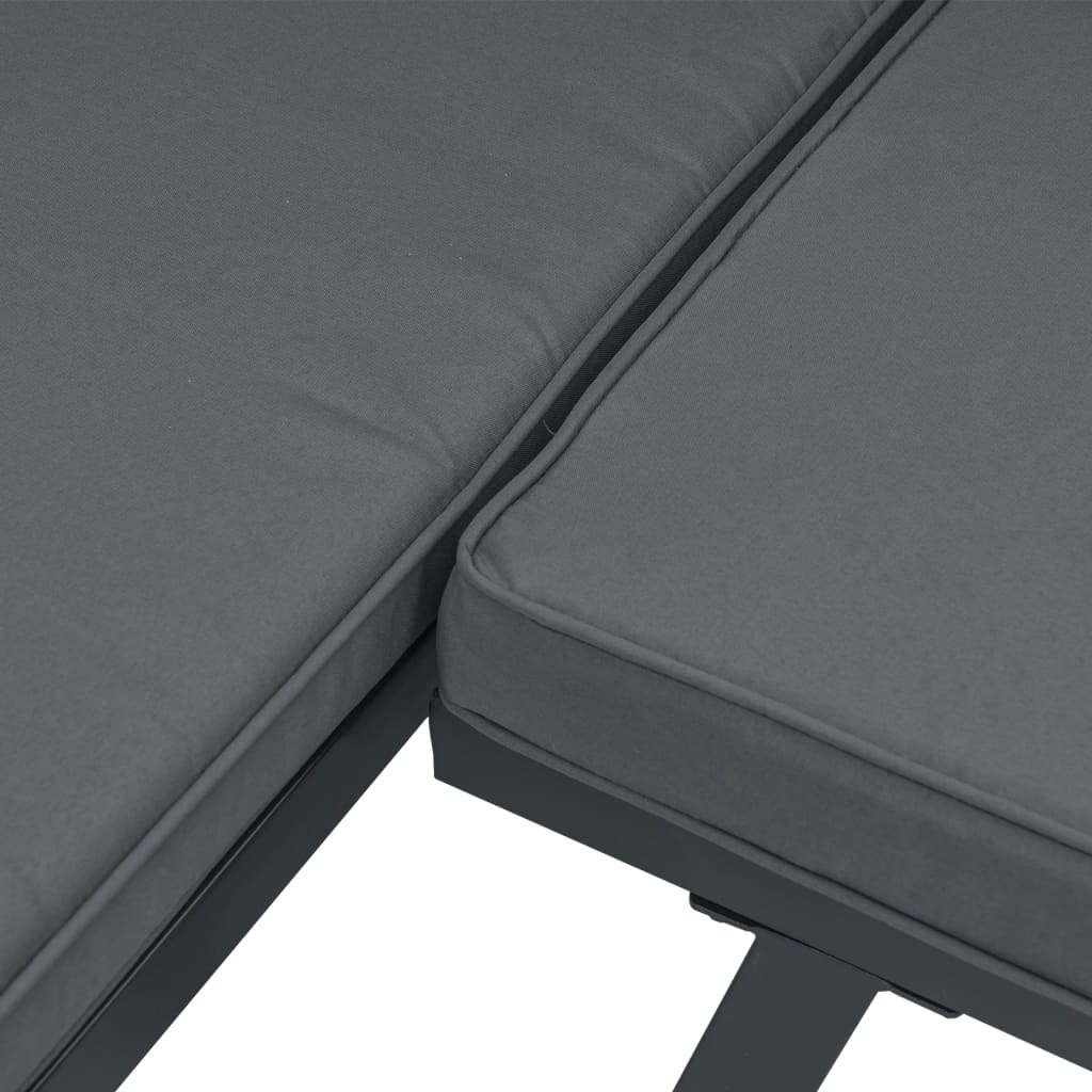 Garden Bench With Cushions Black Aluminium