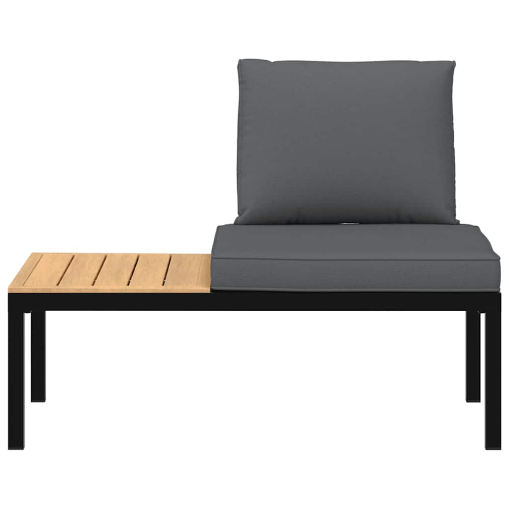 Garden Bench With Cushions Black Aluminium