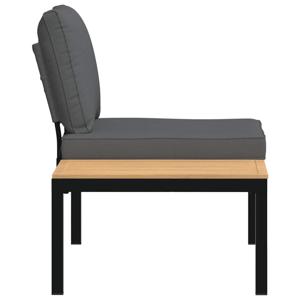 Garden Bench With Cushions Black Aluminium