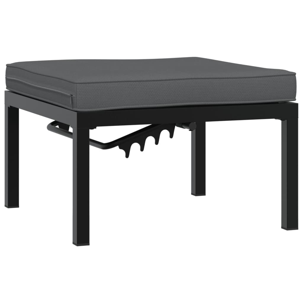 Garden Stool With Cushion Black Aluminium
