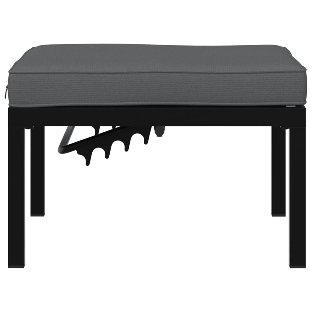 Garden Stool With Cushion Black Aluminium
