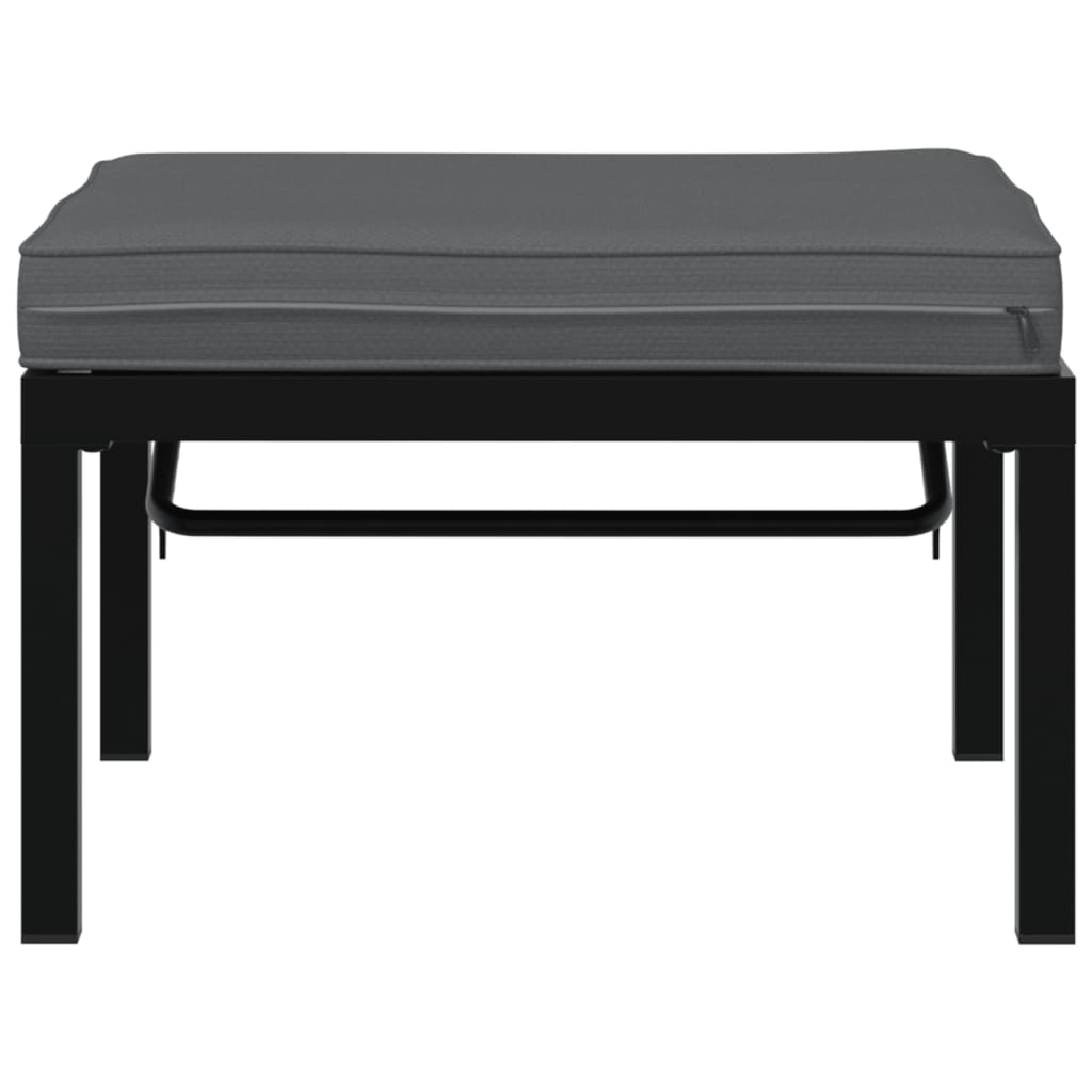 Garden Stool With Cushion Black Aluminium