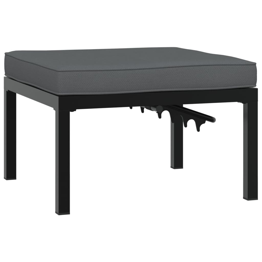 Garden Stool With Cushion Black Aluminium