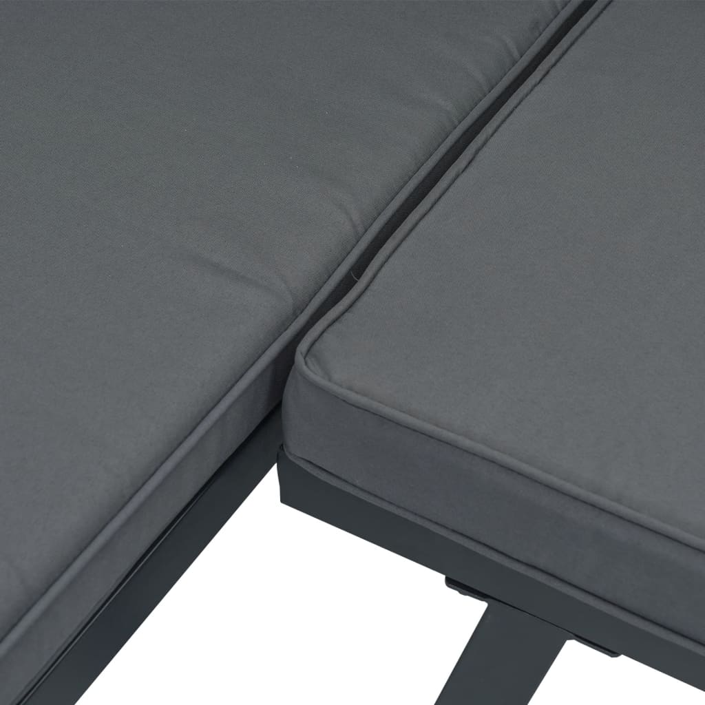 Garden Benches With Cushions 2 Pcs Black Powder-Coated Steel