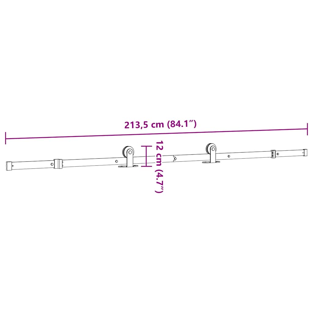 Sliding Door Hardware Kit 213,5 Cm Steel Black